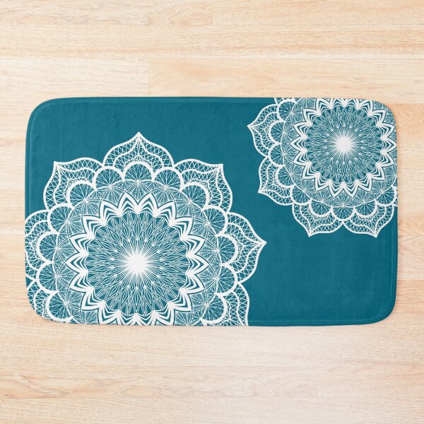 Item preview, White Mandala on blue designed and sold by CreaTwinkles.