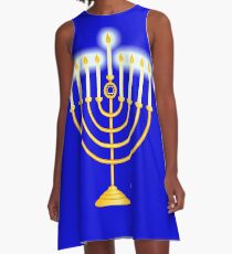 #Hanukkah #menorah, #chanukiah, #hanukkiah, #מנורת חנוכה,‬ #menorat, #ḥanukkah,  #menorot, #Hebrew A-Line Dress