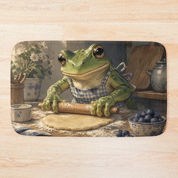 Item preview, Baking Day Puddles - Cute Cottagecore Frog designed and sold by bapupa.