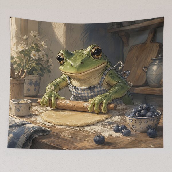 Item preview, Baking Day Puddles - Cute Cottagecore Frog designed and sold by bapupa.