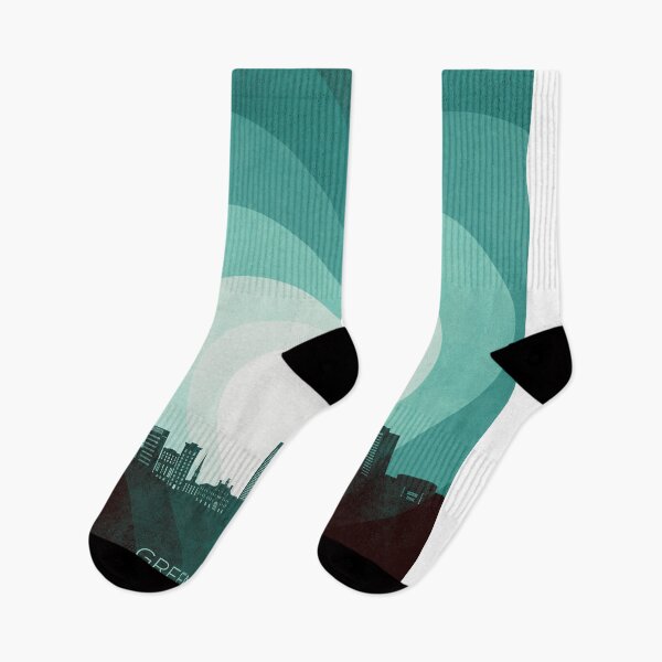 Item preview, Greenville South Carolina Skyline Hearts Teal designed and sold by ArtPrints.