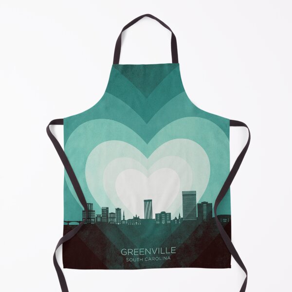 Item preview, Greenville South Carolina Skyline Hearts Teal designed and sold by ArtPrints.