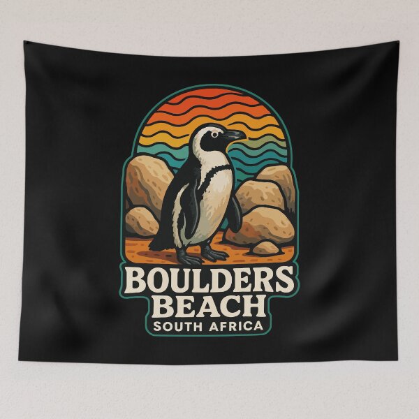 Item preview, Boulders Beach South Africa Penguin Trippy Travel designed and sold by TomFrontierArt.