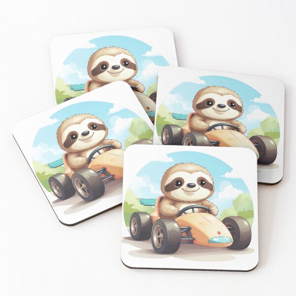 Item preview, Cute sloth in a race car pastel digital decoration designed and sold by BookOfRainbows.