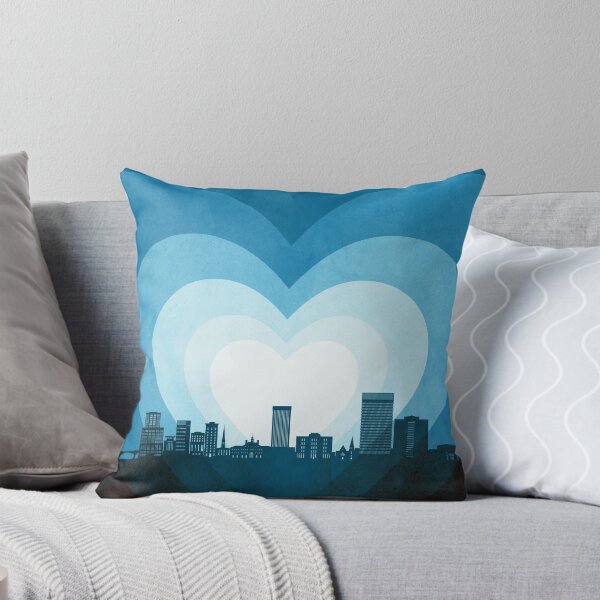 Item preview, Greenville South Carolina Skyline Hearts Blue designed and sold by ArtPrints.