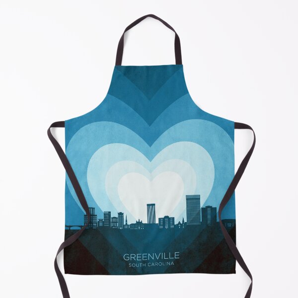 Item preview, Greenville South Carolina Skyline Hearts Blue designed and sold by ArtPrints.