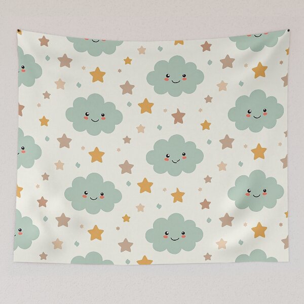 Item preview, Kawaii Mint Clouds & Stars Pastel Aesthetic designed and sold by mittie101.