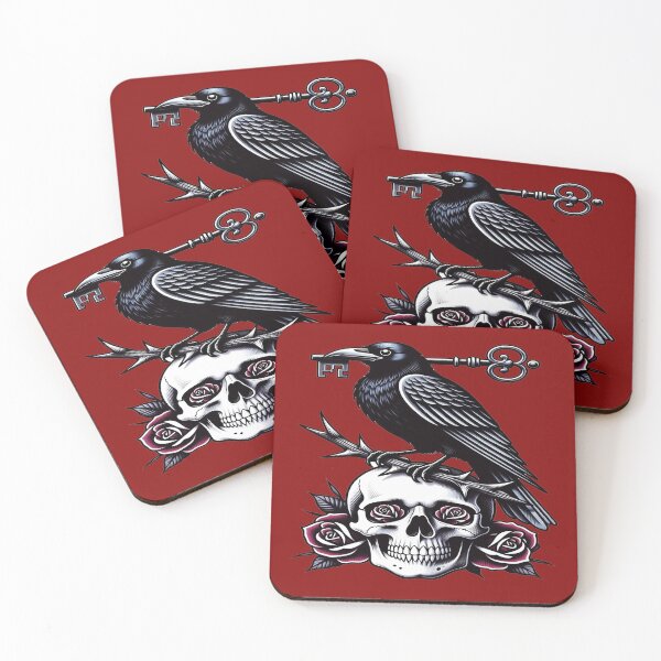 Item preview, Mystic Raven & Skull with Roses designed and sold by TheInkRaven.