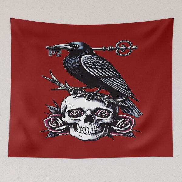 Item preview, Mystic Raven & Skull with Roses designed and sold by TheInkRaven.