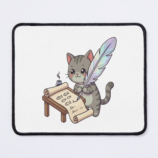 Item preview, Cute Grey Cat Writing Poet designed and sold by Ella_Sketch.