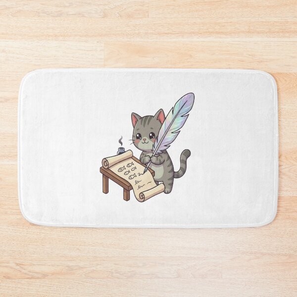 Item preview, Cute Grey Cat Writing Poet designed and sold by Ella_Sketch.