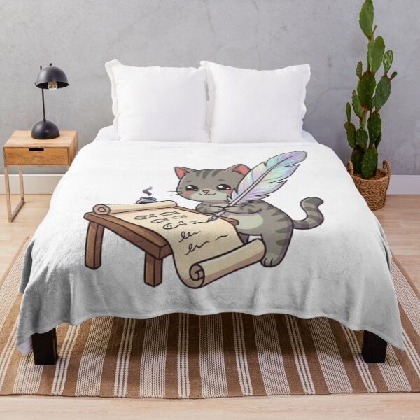Item preview, Cute Grey Cat Writing Poet designed and sold by Ella_Sketch.