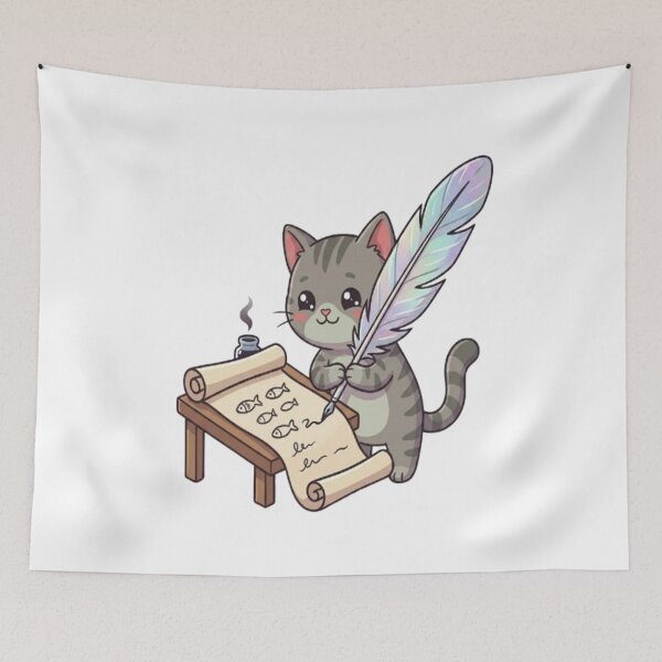 Item preview, Cute Grey Cat Writing Poet designed and sold by Ella_Sketch.