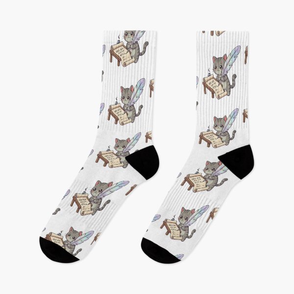 Item preview, Cute Grey Cat Writing Poet designed and sold by Ella_Sketch.