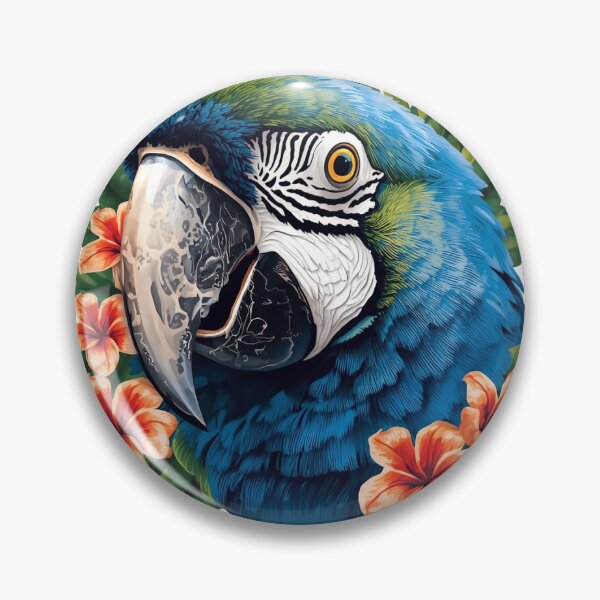 Item preview, Blue Macaw Tropical Bird Sticker Floral Design designed and sold by Pink-Blossoms.