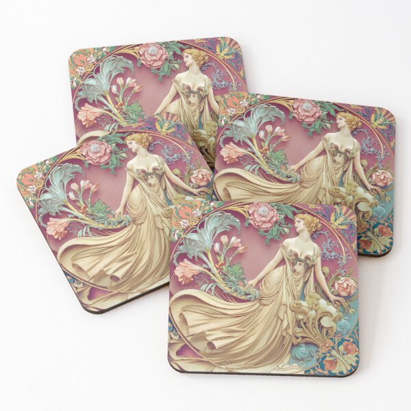 Item preview, Alphonse Mucha Primrose - Vintage Art Nouveau Floral Goddess Poster designed and sold by Tamas Das.