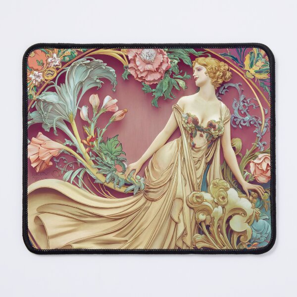 Item preview, Alphonse Mucha Primrose - Vintage Art Nouveau Floral Goddess Poster designed and sold by Tamas Das.