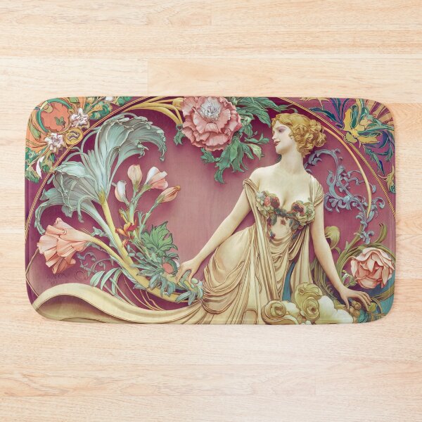 Item preview, Alphonse Mucha Primrose - Vintage Art Nouveau Floral Goddess Poster designed and sold by Tamas Das.