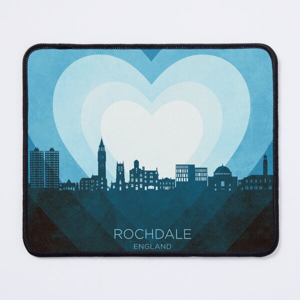 Item preview, Rochdale England Skyline Hearts Blue designed and sold by ArtPrints.