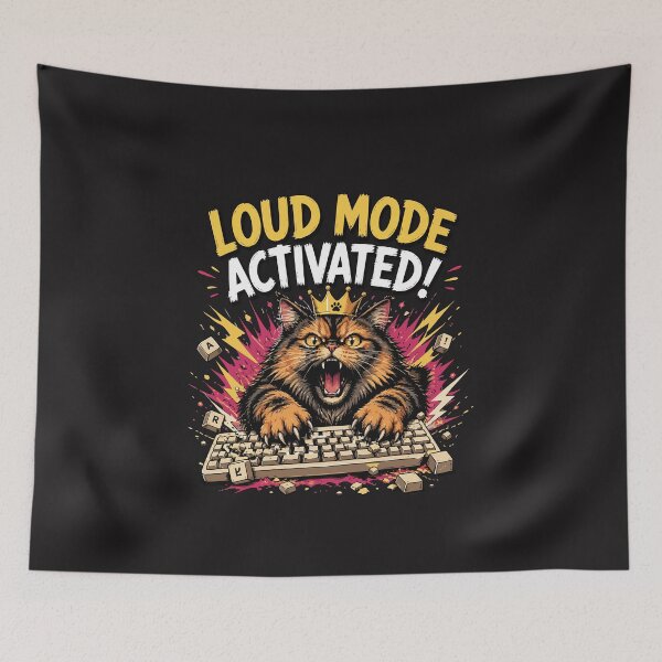 Item preview, Loud Mode Activated Funny Gaming Cat Keyboard Rage Desig designed and sold by kiralynstration.