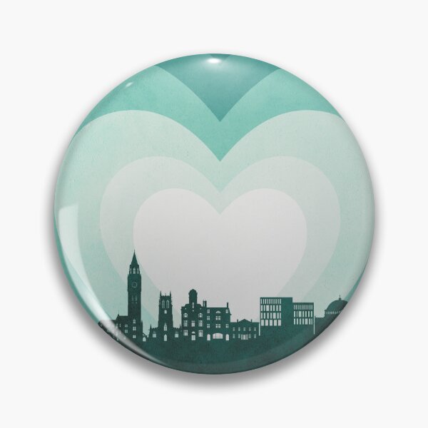 Item preview, Rochdale England Skyline Hearts Teal designed and sold by ArtPrints.