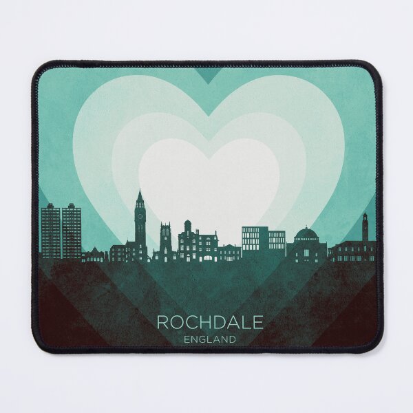 Item preview, Rochdale England Skyline Hearts Teal designed and sold by ArtPrints.