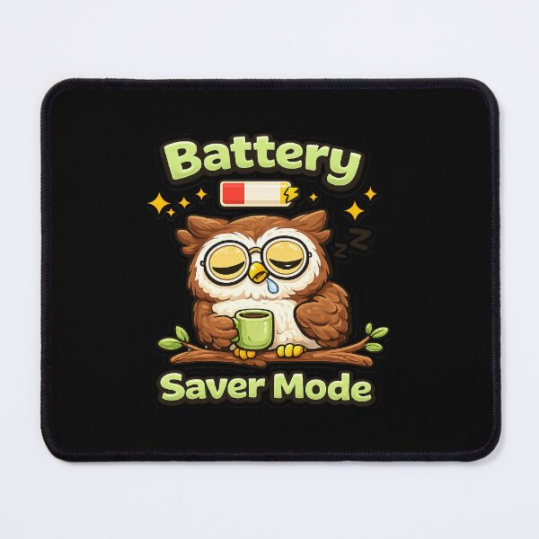 Item preview, Battery Saver Mode Sleepy Owl Cute Funny Low Battery T-Shirt Design T-Shirt designed and sold by DarojadNR.