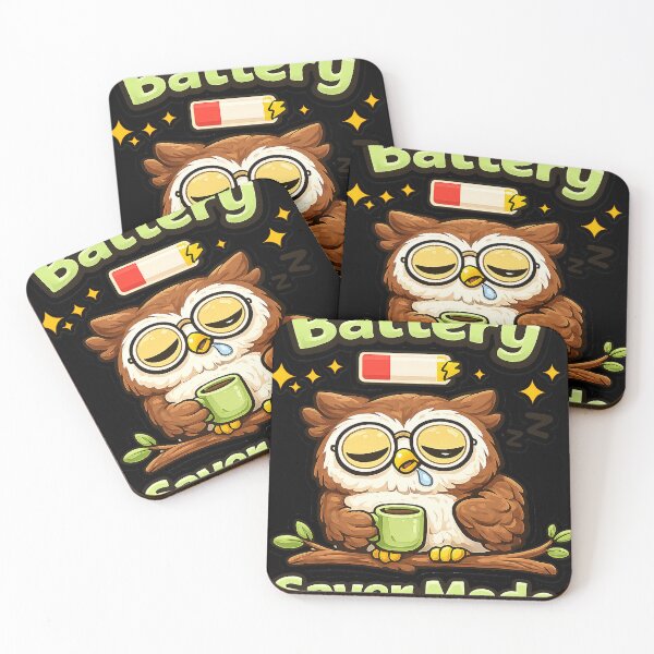 Item preview, Battery Saver Mode Sleepy Owl Cute Funny Low Battery T-Shirt Design T-Shirt designed and sold by DarojadNR.