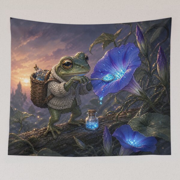 Item preview, Bioluminescent Foraging - Cute Cottagecore Frog designed and sold by bapupa.