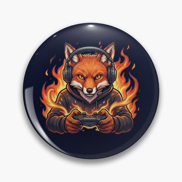 Item preview, Flaming Gamer Fox – Fierce Gaming Mascot designed and sold by ChaosNest.