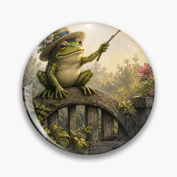 Item preview, Garden Gate Guardian - Cute Cottagecore Frog designed and sold by bapupa.