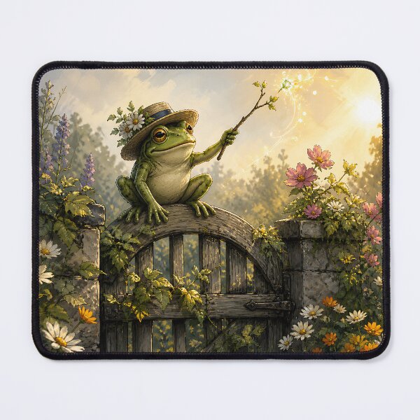 Item preview, Garden Gate Guardian - Cute Cottagecore Frog designed and sold by bapupa.