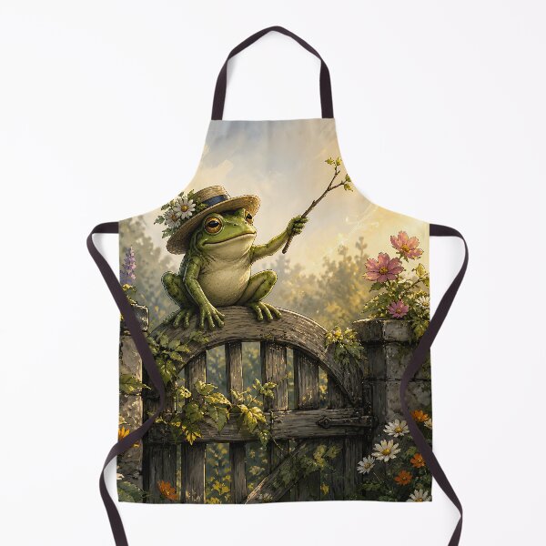 Item preview, Garden Gate Guardian - Cute Cottagecore Frog designed and sold by bapupa.