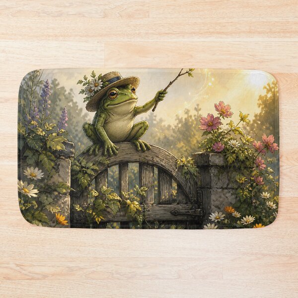 Item preview, Garden Gate Guardian - Cute Cottagecore Frog designed and sold by bapupa.