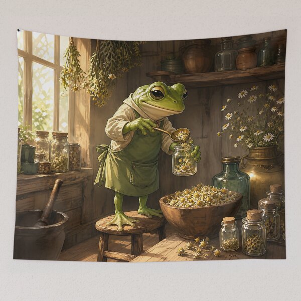 Item preview, The Herbalist's Pantry - Cute Cottagecore Frog designed and sold by bapupa.