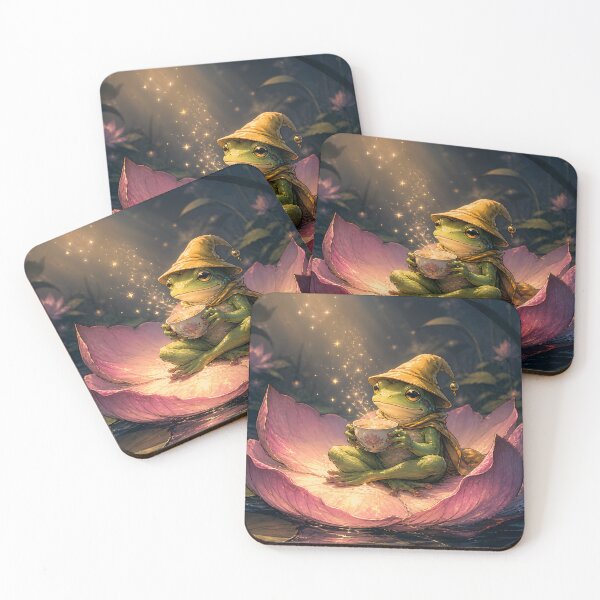 Item preview, The Star-Lotus Tea Party - Cute Cottagecore Frog designed and sold by bapupa.