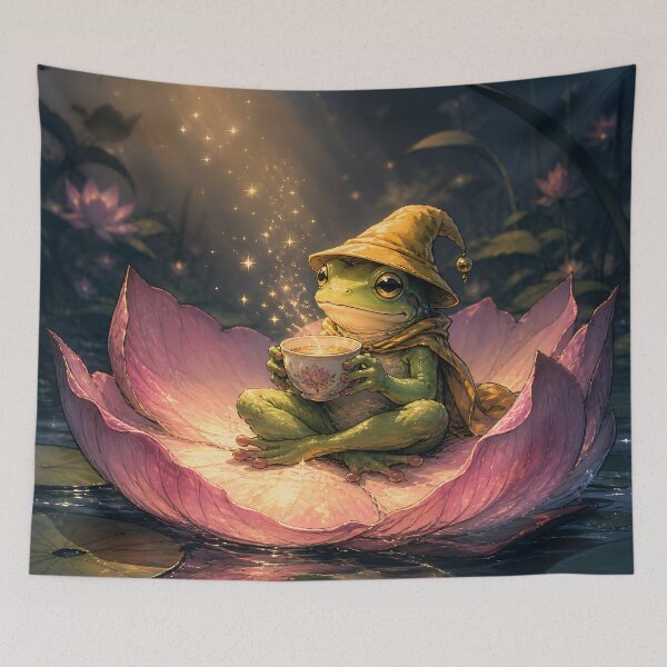 Item preview, The Star-Lotus Tea Party - Cute Cottagecore Frog designed and sold by bapupa.