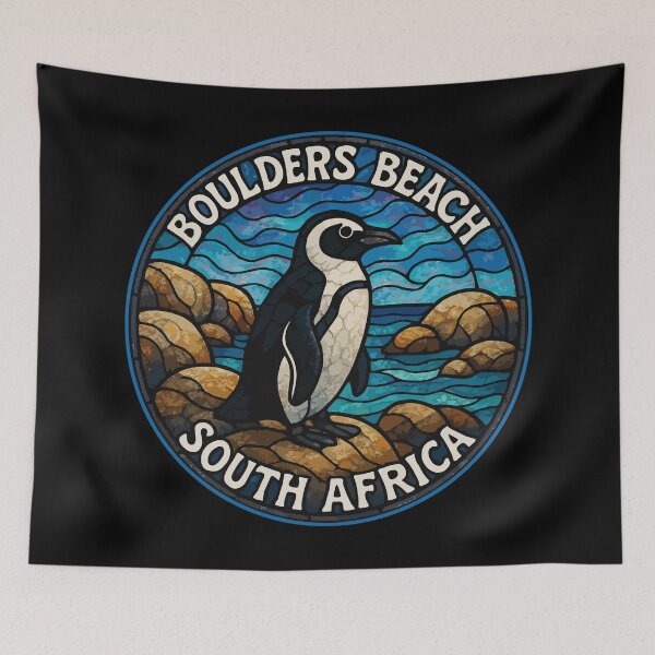 Item preview, Boulders Beach South Africa Penguin Stained Glass designed and sold by TomFrontierArt.
