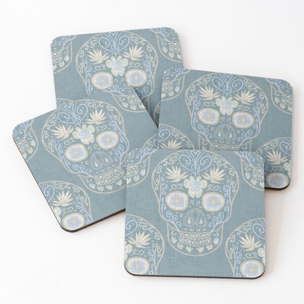 Item preview, Dusty blue Day Of The Dead Skulls designed and sold by Anne Londez Studio.