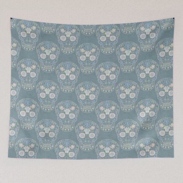Item preview, Dusty blue Day Of The Dead Skulls designed and sold by Anne Londez Studio.