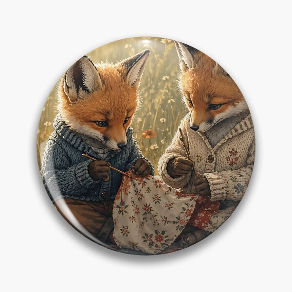 Item preview, Fox Cub Quilting Bee - Whimsical Cottagecore designed and sold by bapupa.