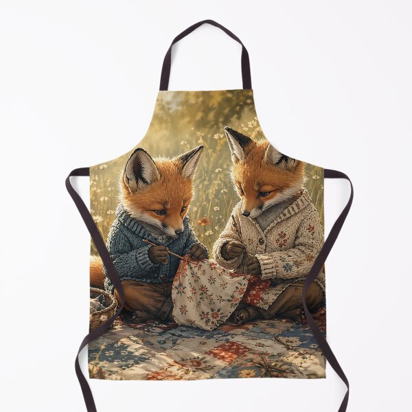 Item preview, Fox Cub Quilting Bee - Whimsical Cottagecore designed and sold by bapupa.