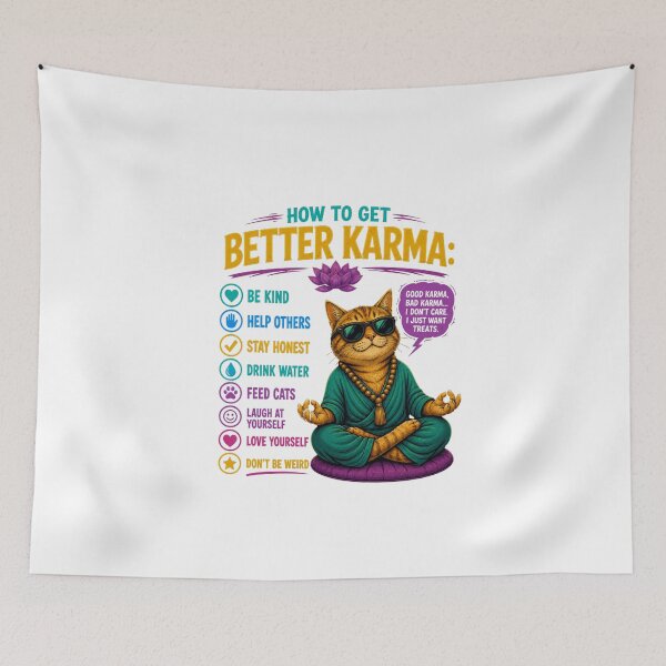 Item preview, Better Karma Cat – Funny Zen Cat T-Shirt with Attitude designed and sold by Aimetoi.