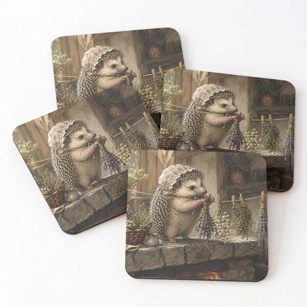 Item preview, Hedgehog Herb Drying - Whimsical Cottagecore designed and sold by bapupa.