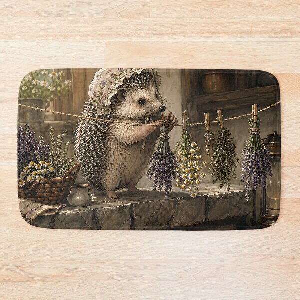 Item preview, Hedgehog Herb Drying - Whimsical Cottagecore designed and sold by bapupa.