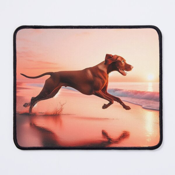 Item preview, Vizsla Dog at Sunset – Beach Run Art designed and sold by Dogandesighn.