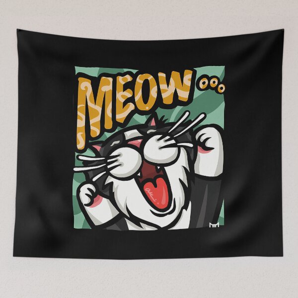 Item preview, Energetic Meow Tuxedo Cat Comic Pop Art designed and sold by Paidobento.