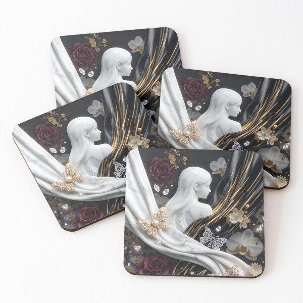Item preview, Elegant Marble Muse with Floral Accents designed and sold by aashcreat.