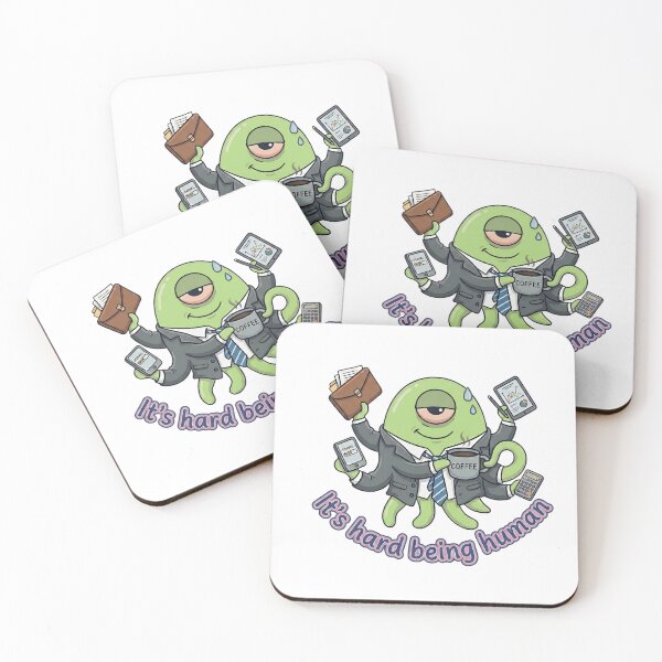 Item preview, Funny Space Octopos Alien Sticker - İt's hard being human designed and sold by fnbsplanet.