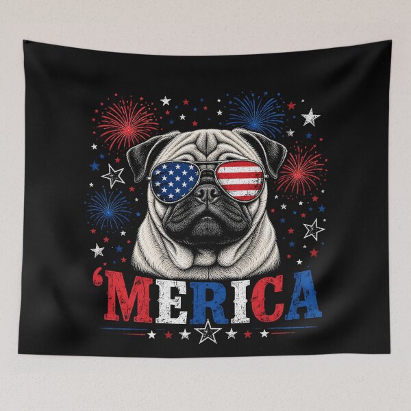 Item preview, Funny Dog Merica 4th of July Sunglasses Pug  designed and sold by will freed18.